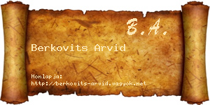 Berkovits Arvid névjegykártya